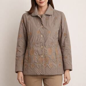 Prego Quilted and Embroidered lightweight jacket Size Large